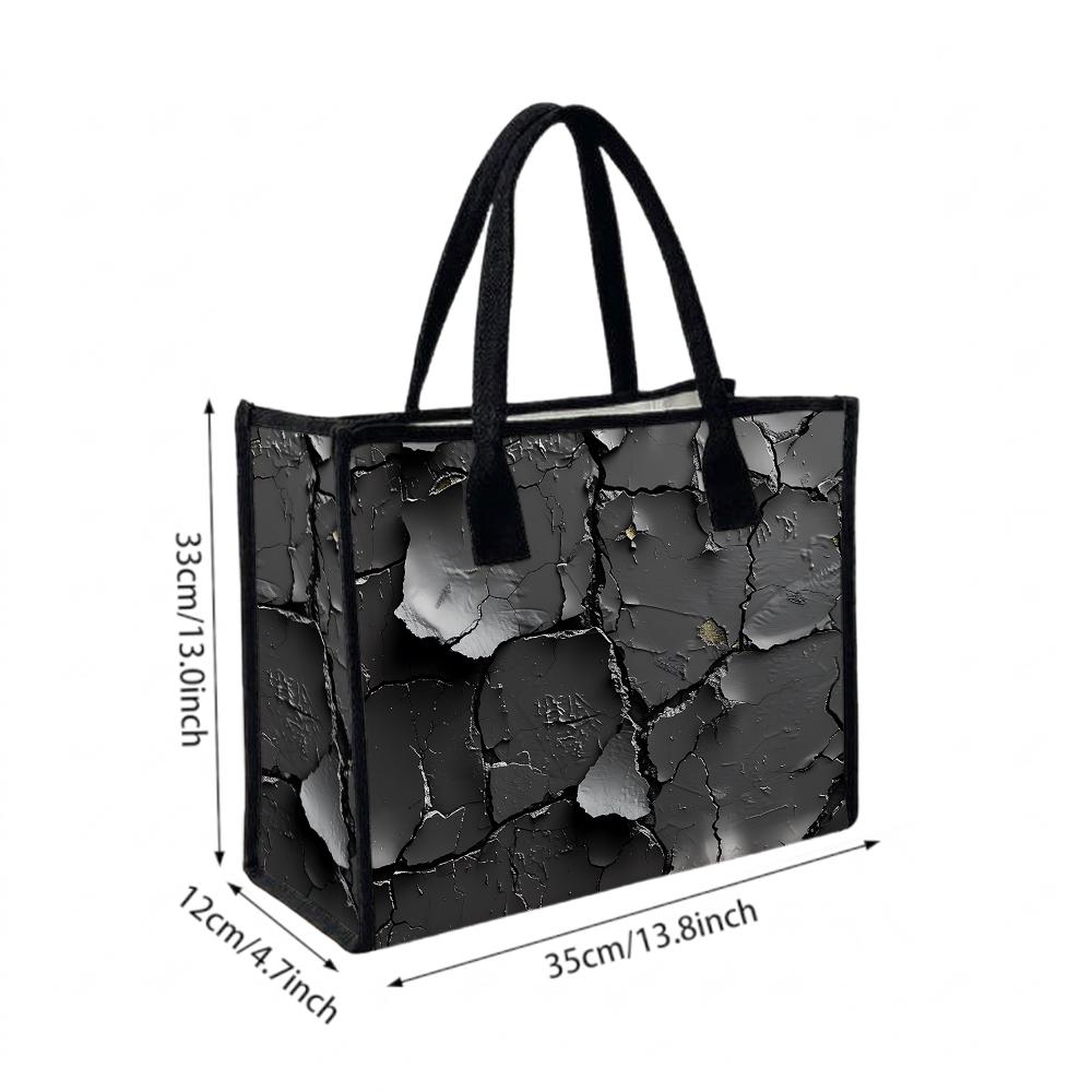 Cracked Pattern Tote Bag Large Capacity Daily Shoulder Handbag for Casual Commute