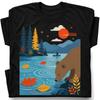 Bear Drinking Lake Canoe T-Shirt Funny Wilderness Animal Tee