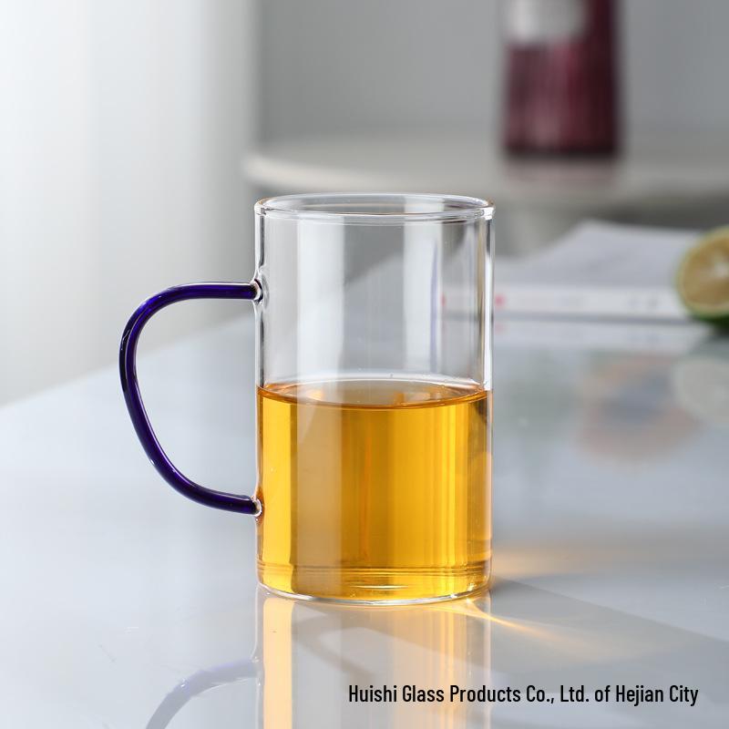 Colorful Handle Small High Borosilicate Glass Cup Set for Water, Juice & Tea Infusion