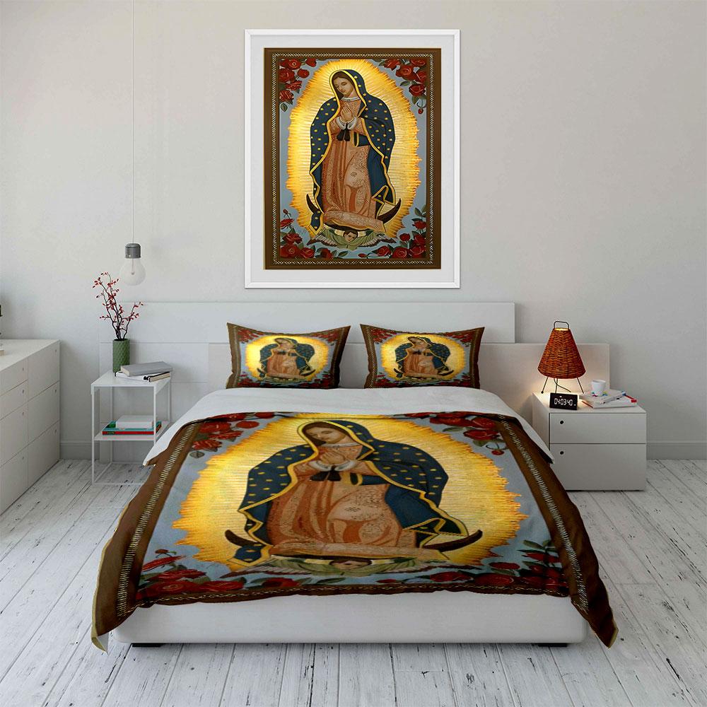 Religious figure with roses. Bedding sets Duvet cover sets Duvet covers Pillowcases(1 * Duvet Cover 2 * Pillowcases without duvet insert)