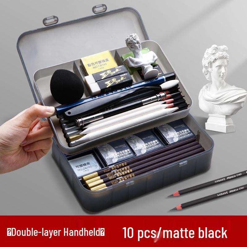 Double-Layer Transparent Pencil Storage Box - Extra Large Capacity