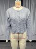 2024 Herbst Schlank geschnittener Zopfmuster-Strickjacke – Einfarbig, Rundhalsausschnitt, Vielseitiger Stil