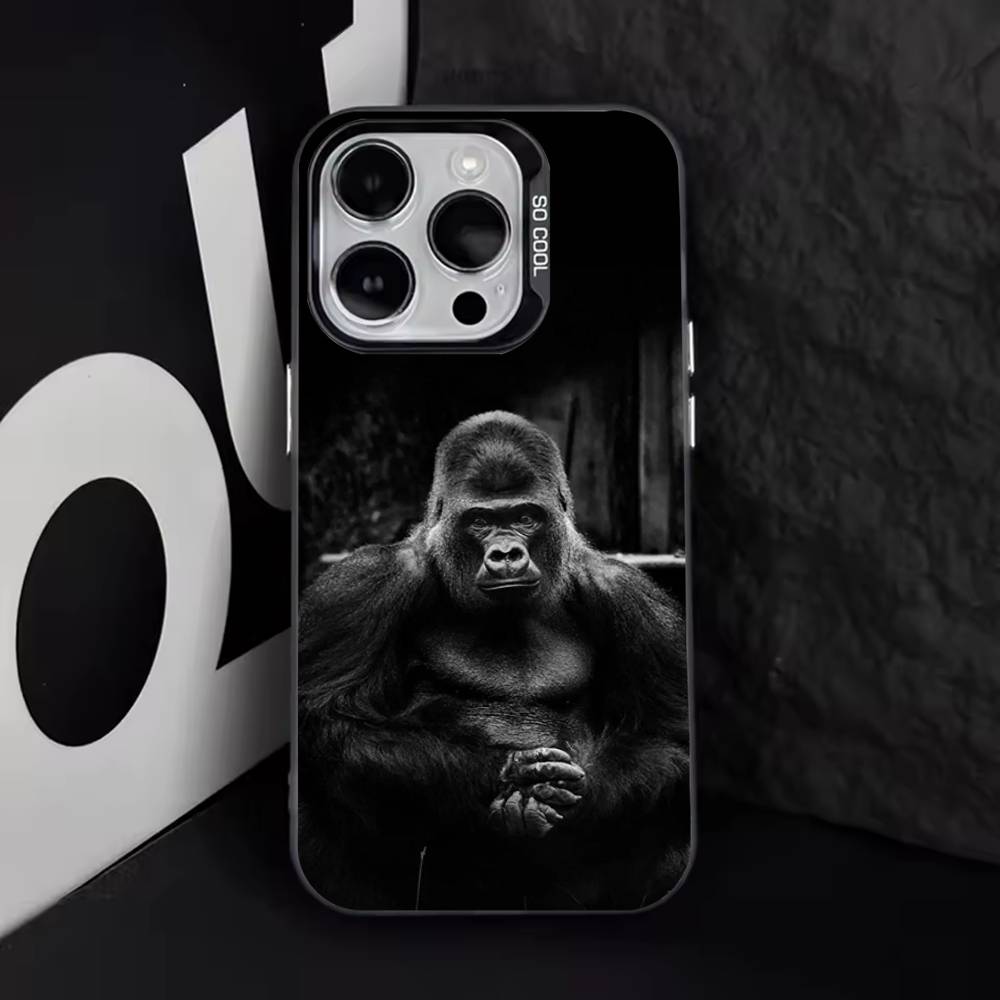 

Monkey Gorilla Art Design Phone Case For iPhone 17,16,15,14,13,12,11,Pro,Max,Plus,E,Air,Mini Black Tpu Cover iPhone13PRO