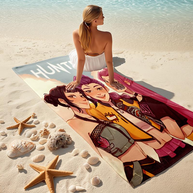 1pc KPop Demon Hunters9 Beach Towel, Comfortable and Thick, and Swimming/Bath/Picnic/Camping Towel, Suitable for Seaside Beaches