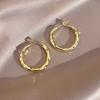 111 Silver Needle Cold Wind Bump Irregular Earrings Simple Metal Plain Ring Earrings Fashion Versatile Personalized Earrings