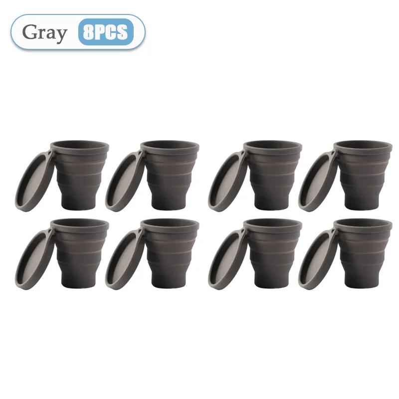 1-10PCS 180ML Silicone Collapsible Water Cup Outdoor Camping Travel Portable Foldable Lid Coffee Cup Sports Hiking Accessories