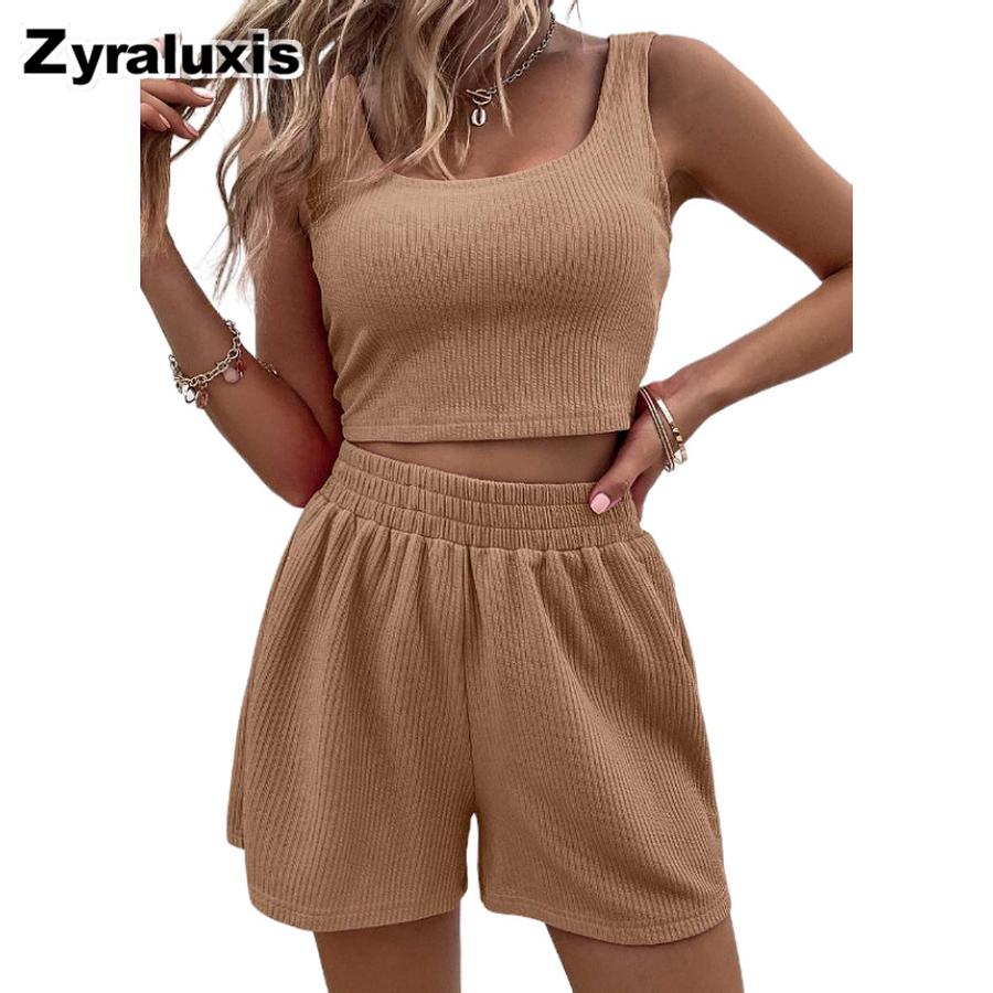 Summer Sweet Girl Breeze Knit Sleeveless Fashion Casual Solid Color Set Cute Girls Outfit