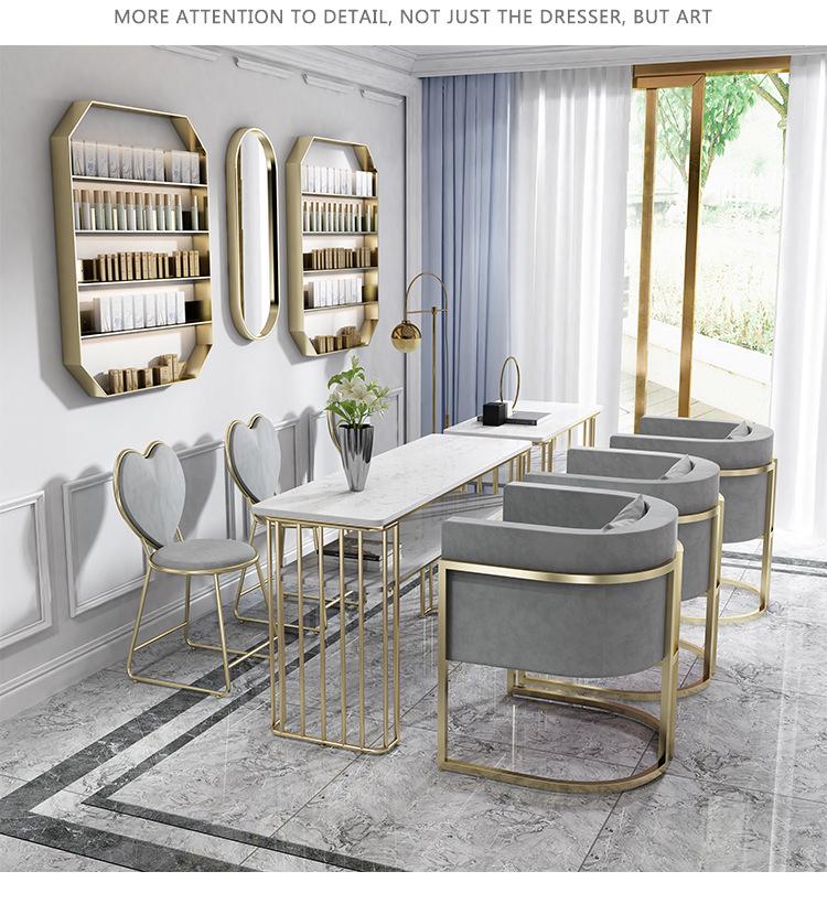 Nordic Double Layer Marble Manicure Table & Chair Set: Elegant, Space-Saving Station for Single & Double Manicures.