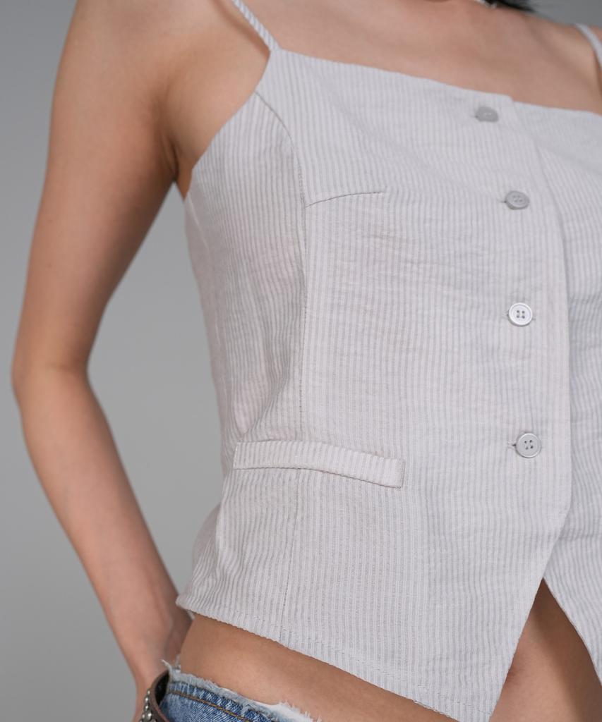 Kyuliti C Stripe Button Bustier_Grey