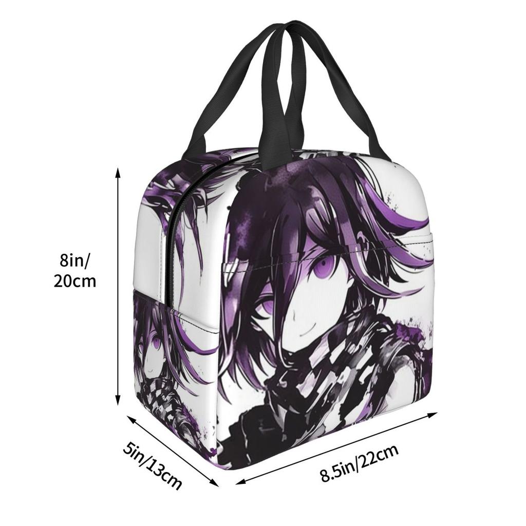 Anime Kokichi Ouma Danganronpa Game Insulated Lunch Bag for Women Children Leakproof Food Boxes Thermal Lunch Box Tote
