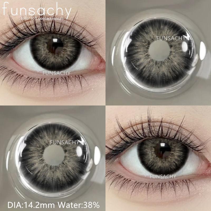 

FUNSACHY цветные контактные линзы 1 пара y2k модные натуральные цветные линзы годовые корейские коричневые контактные линзы для глаз серый зрачок