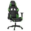 Vidaxl Massage Gaming Chair With Footrest, Black-Green, Eco-Leather