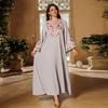 New Arrival Middle East Embroidered Hot Drilling Robe Dress Embroidered Diamond Studded Dress