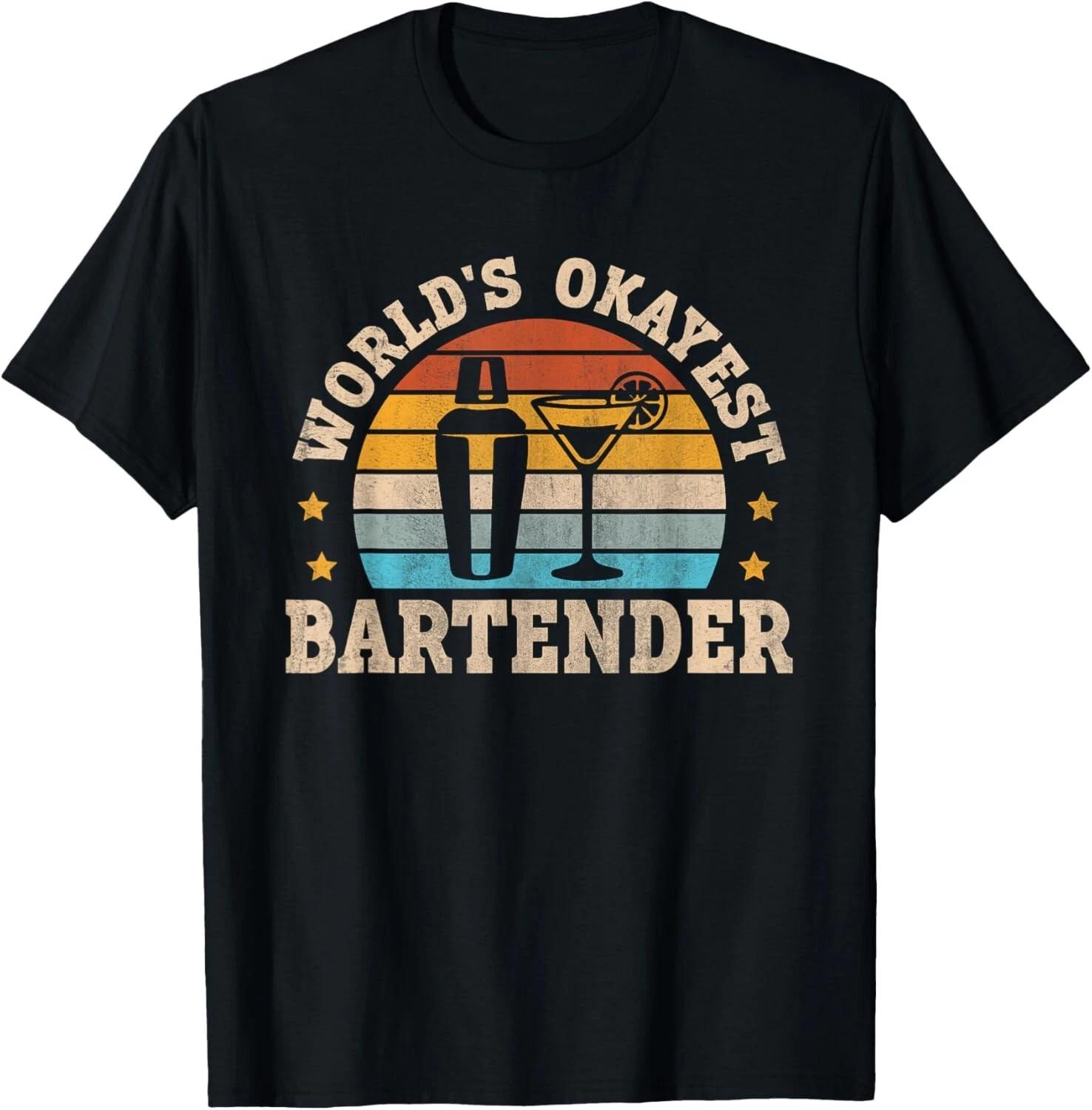 Retro Barkeeper Motiv Worlds Okayest Bartender Gift Unisex T-Shirt XL