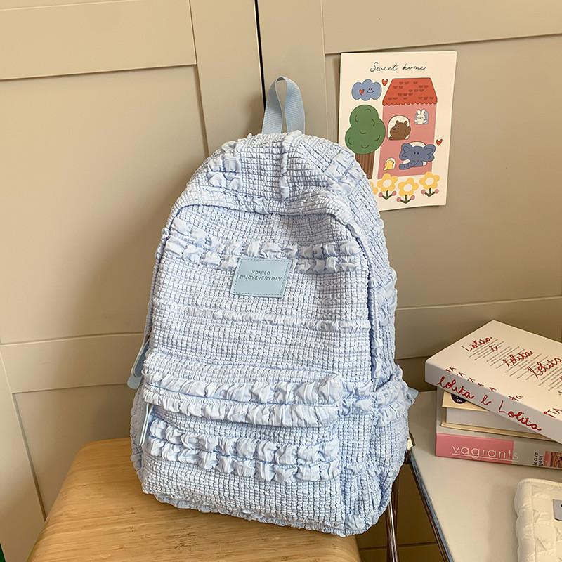 Nylon Sweet Style College Backpack With Macaron Colors For Girls And Teens