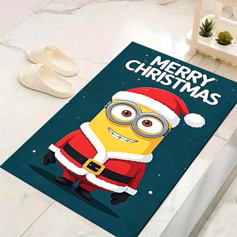 1Pc Christmas Minions Celebration Rug Office Carpet Indoor Outdoor Doormat Nonslip Soft And Comfortable Living Room Christmas Halloween Gift D91858