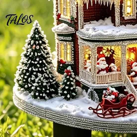 Garden Ornament for Christmas Snowy Cottage Stake, Acrylic Yard Sign, Durable Outdoor Festive Decor Winter Lawn Holiday Decoration Stake