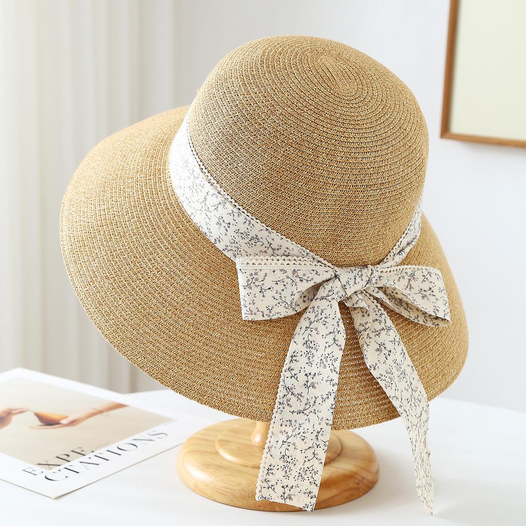 Spring Summer Women's Foldable Fisherman Hat Bow Detail Wide Brim Sun Hat Korean Style Beachwear Cool Seaside Accessory