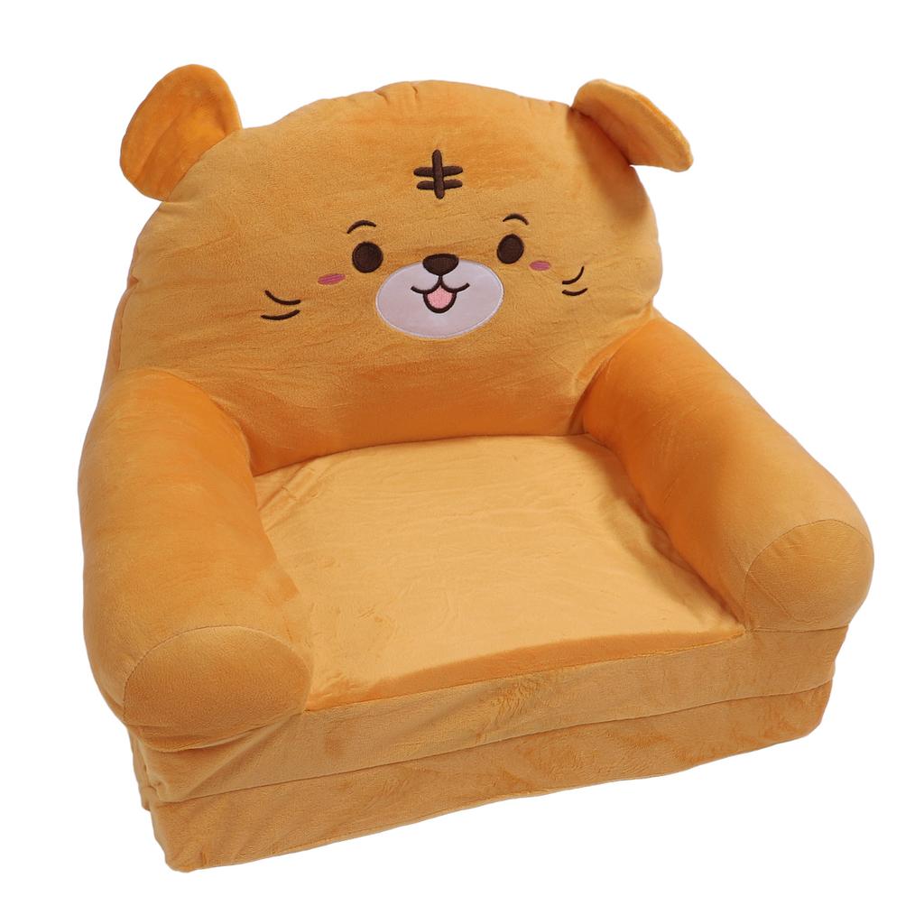 Kids Folding Sofa Plush Fabric Sponge Cartoon Pattern Toddler   Open Couch for Rest Rding