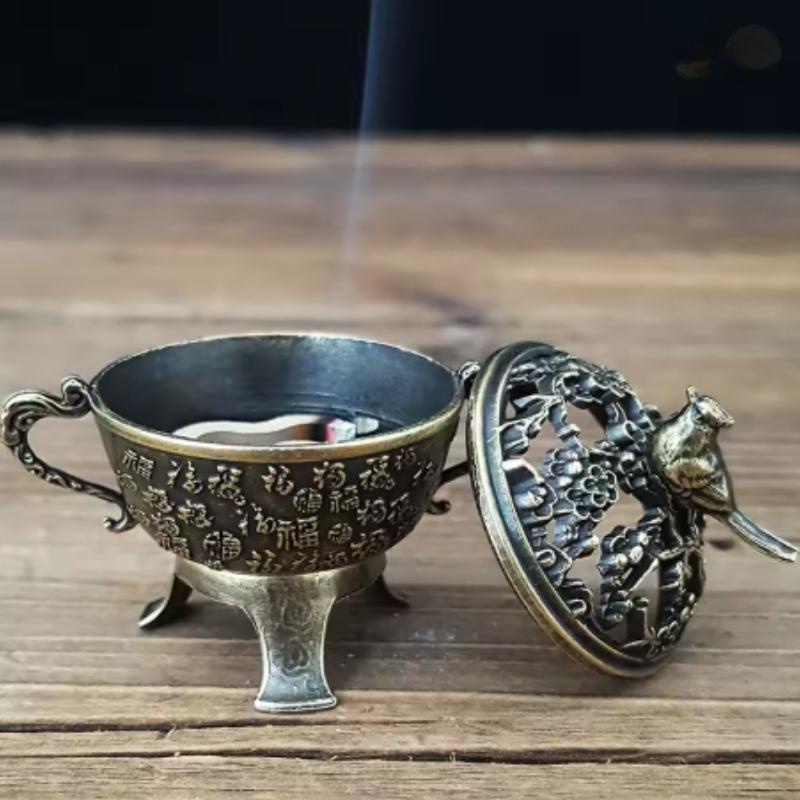 Magpie Lucky Incense Burner Metal Lotus Incense Burner Bowl Incense Holder With Handle Yoga Meditation Home Decor Ancient Style