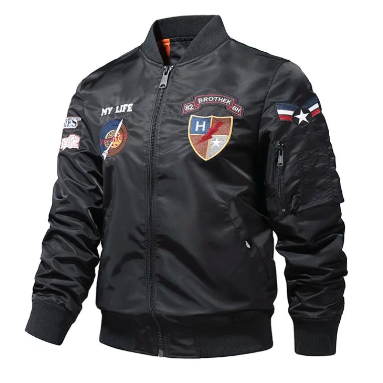 Herrjacka Höst Air Force Bomberjacka Herrbroderi Baseball Uniform Casual jacka