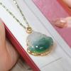 Versatile Imitation Jade Laughing Buddha Pendant Necklace - High-End Luxury Women's Bamboo Clavicle Necklace