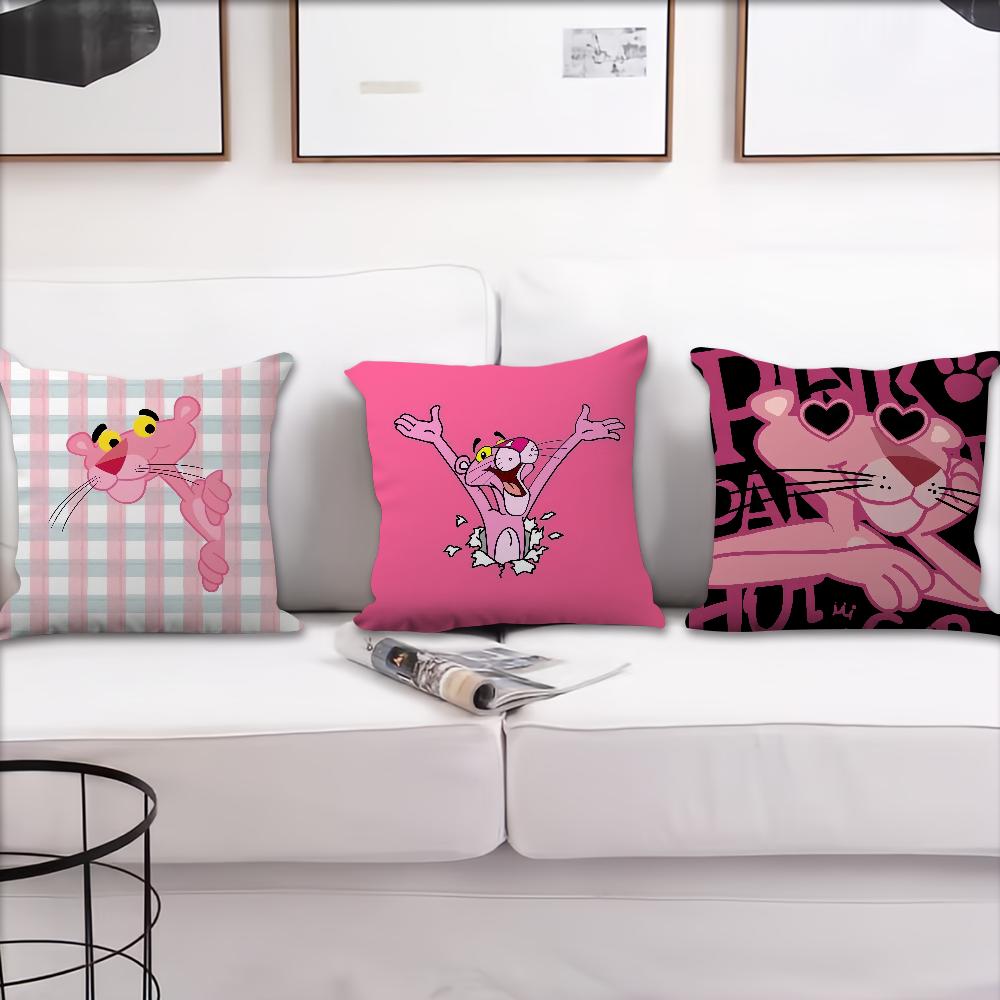 Cushion P-Pink Cover Soft Comfortable Pillow Case For Sofa Living Room Cartoon Panthers Home Office Decor Protective Covers