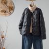 Women's Round Neck Long Sleeve Puffer Jacket Loose Fit Casual Lightweight Quilted Coat