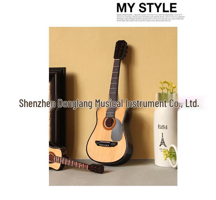 Miniature Guitare en Bois Bleue 10cm - Décoration Maison Modèle Musical