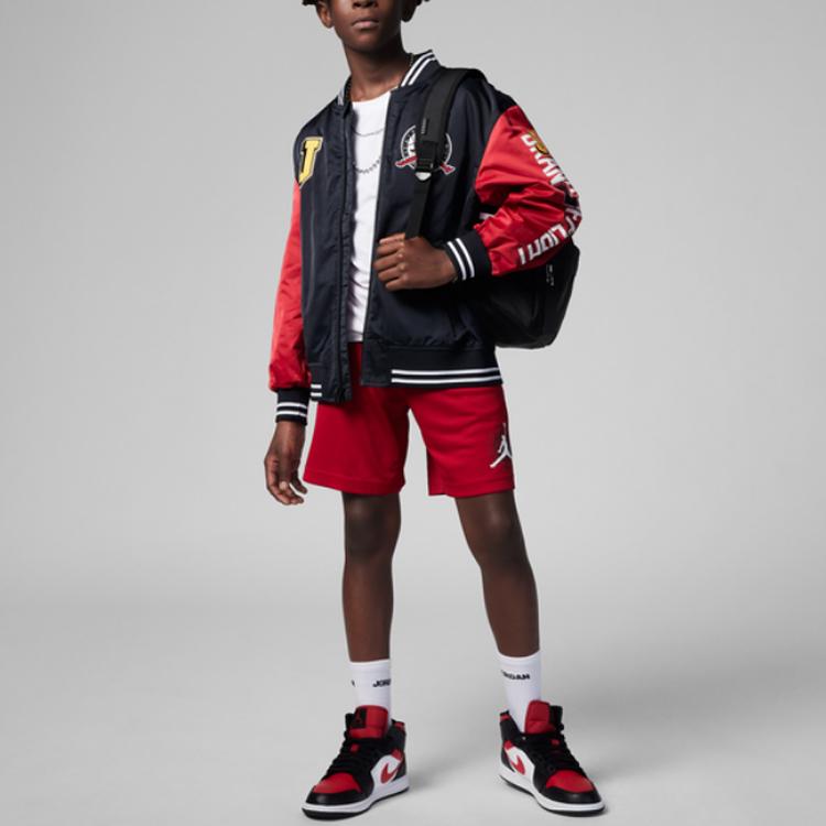 Jordan Alphabet Print Colorblock Baseball Collar Jacket Kids Jackets Multicolor FJ5347-010