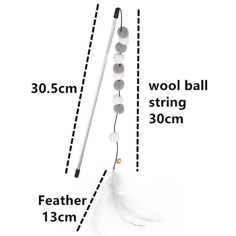 Cat Toy Wool Ball Cat Toys Interactive Teather Toys for Cats Sticks Colorful Plush Ball String Cats Toy with Bell Pet Supplies