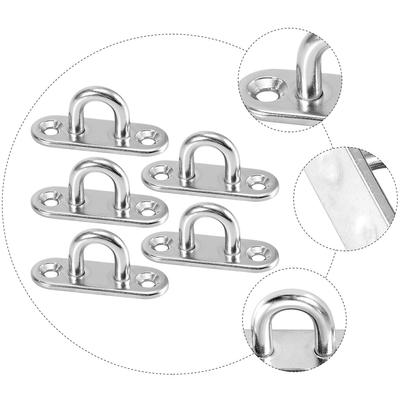 1/5pcs Hooks Eye Plate Heavy Oblong Duty Steel Stainless Pad Mount Wall U Boat Ceiling Hanger Ring Garage Hammock D Design Shape