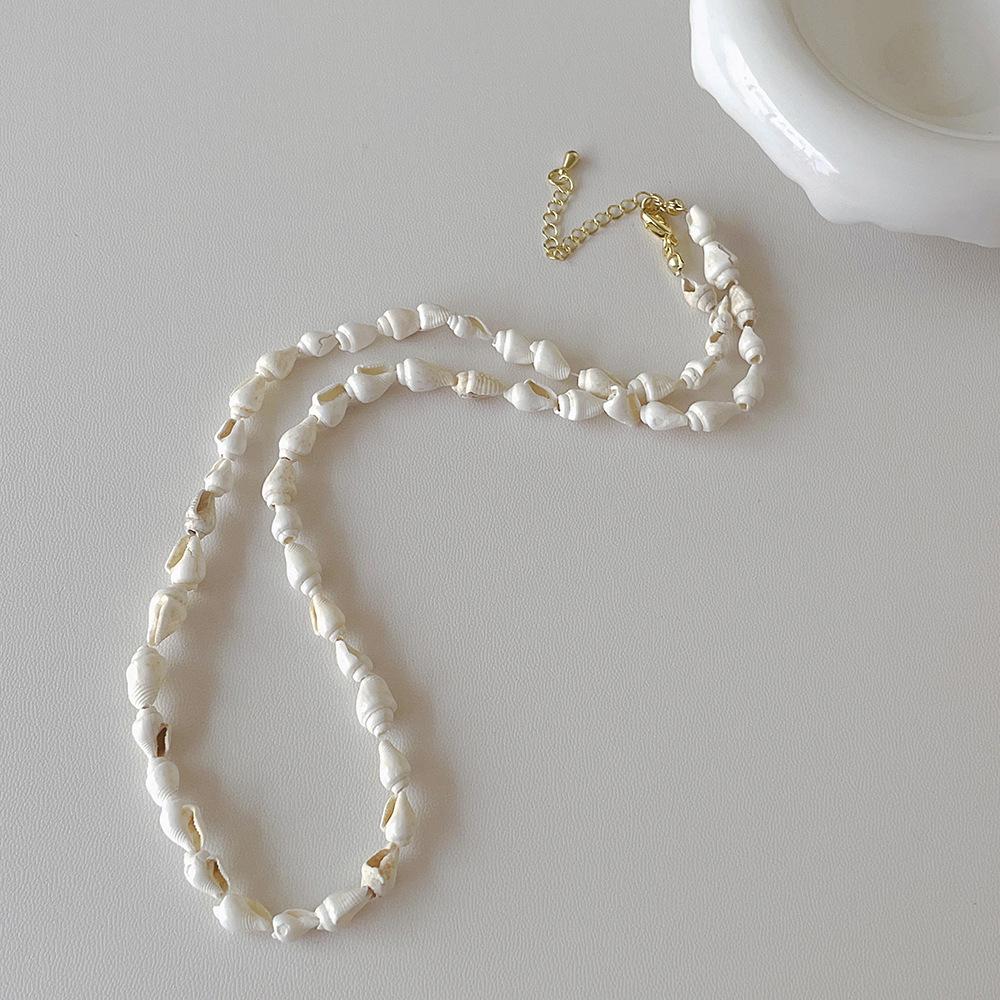 Natural Small Seashell Necklace – Handmade Beaded Choker – Summer Beach Style Versatile Accessory
