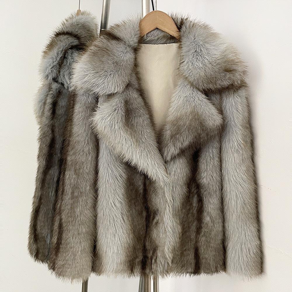 Winter clothing new temperament medium and long imitation fox fur fashion loose and thin thickened fur coat coat women