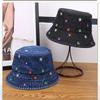 Stylish Jeans Flower Pattern Bucket Hat Extended Edge Shade Guard Unisex Warm Season Shore Hat for Various Occasion