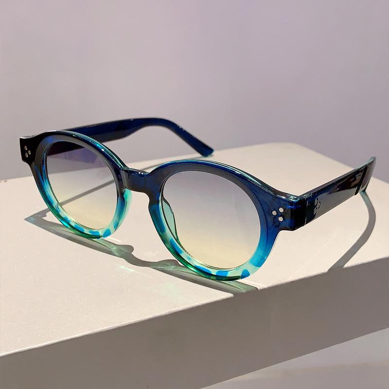 Vintage Double Color Round Sunglasses Women For Men Luxury Brand Designer Sun Glasses Punk Popular Classic Rivet Shades