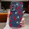 Cherry Bowknots Print Case For Samsung S26 Ultra S25 A18 S24 S23 S22 S21 FE A15 A16 A17 A35 A36 A37 A54 A55 A56 A57 Leather Texture Silicone Cover