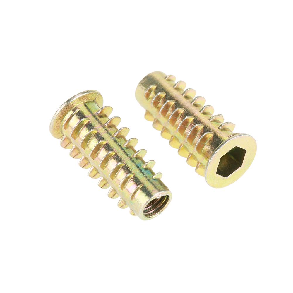 20 Stück M6*25mm Zinklegierung Sechskantantrieb Kopf Möbelmuttern Gewinde für Holzeinsatz