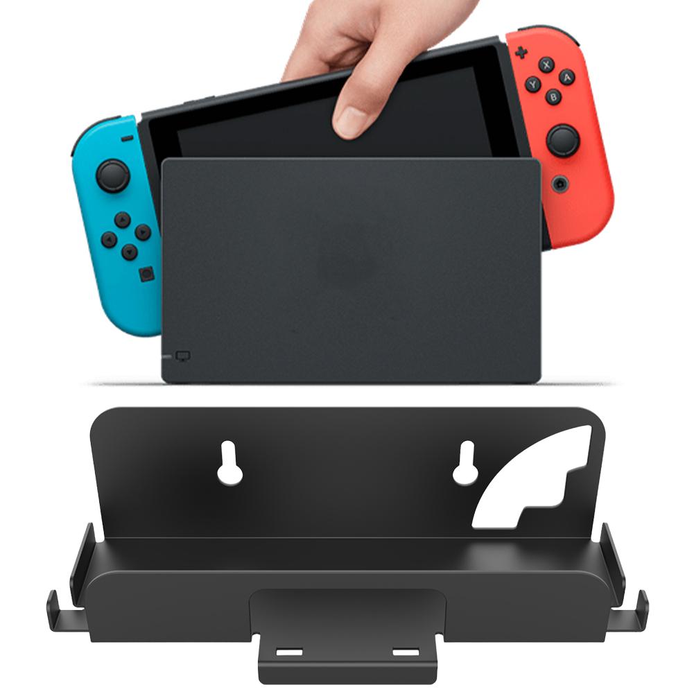 Wall Mount Console Dock Bracket with Controller Hook Hanging Wall Holder Handle Storage Rack for Switch/Switch OLED Game Console