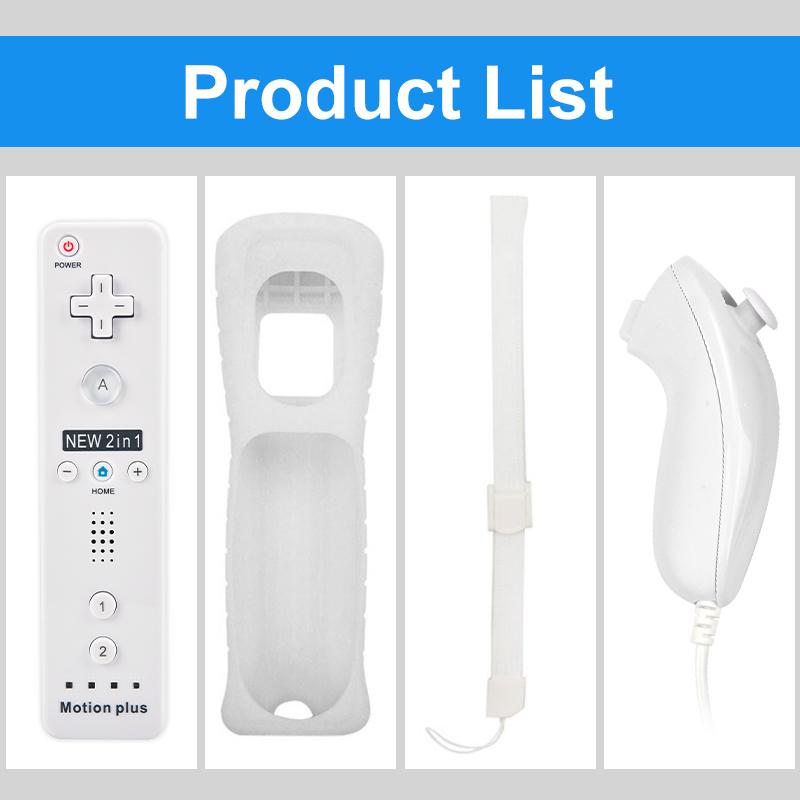 Controle Remoto e Nunchuck 2 em 1 Wii Motion Plus Controle Remoto Gamepad Controle Nunchuck para Nintendo Wii