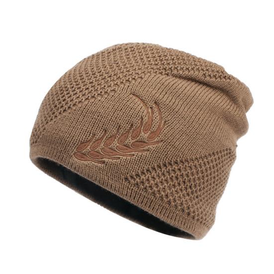 Winter Hat Stretchy Thick All Match Yarn Embroidered Wheat Fleece Fleece Cap for Daily Life