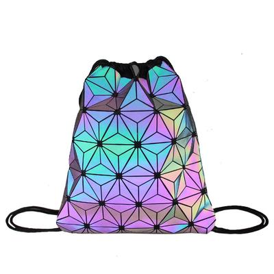 Outdoor Versatile Men's and Women's Drawstring Bag Geometric Luminous Backpack Fashion Casual Bundle Bag