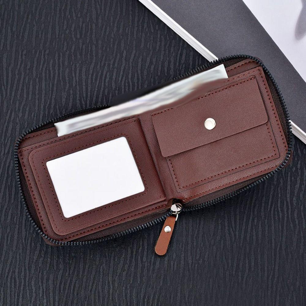 

Purse Short PU Wallet Card Brand ID Card Holder Fashion Business Clutch Bag Women коричневий