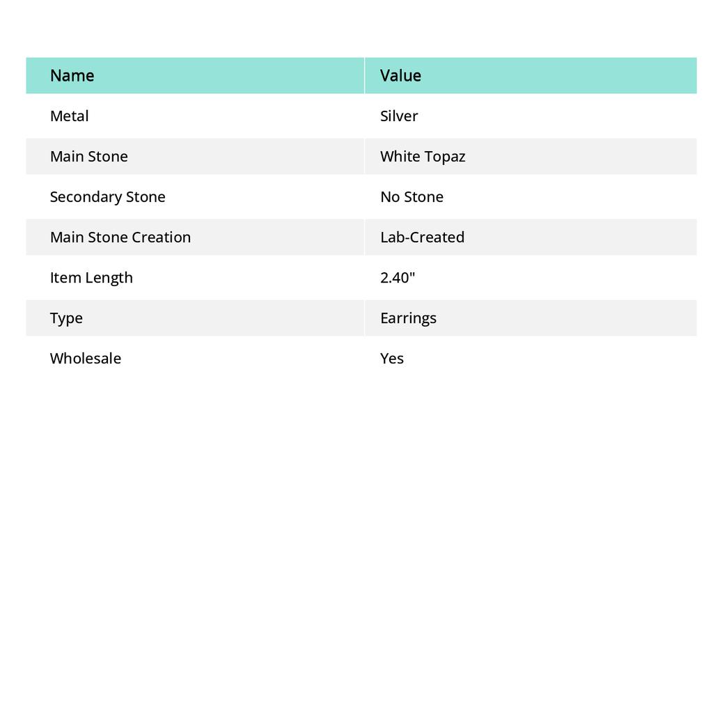 White Topaz Gemstone Handmade Ethnic Birthday Gift Earrings Jewelry 2.4" e7v81