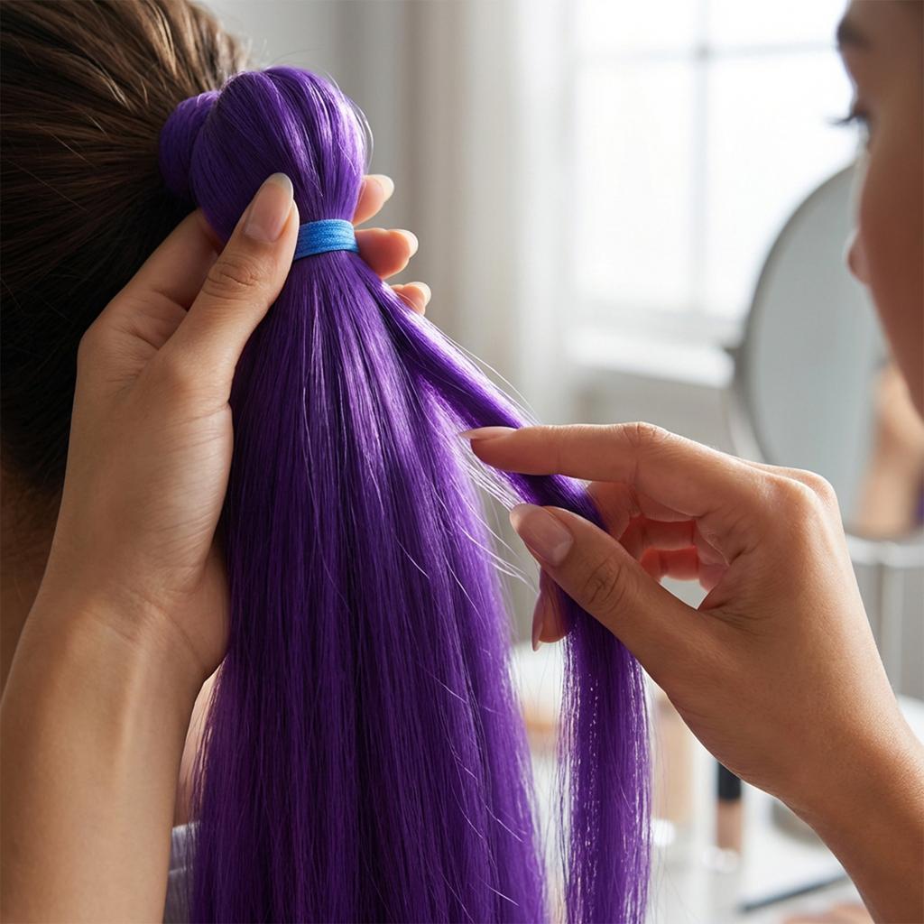 Purple Big Braid Wig For Stage Party Halloween Costume Role Play