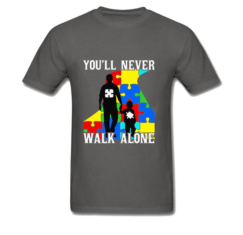 Never Walk Alone Father And Son T Shirt Discount Custom Work Tshirts Mens Short Sleeve Tees