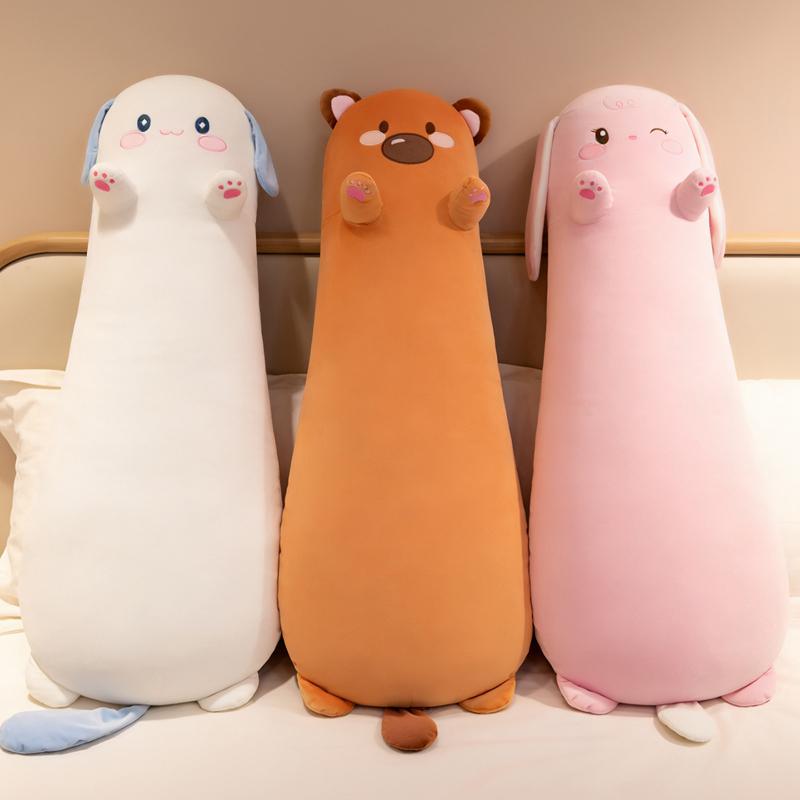 125cm Long Plush Pillow Anime Simulation Stuffed Animal Dog Bear Rabbit Soft Doll Cute Birthday Gift