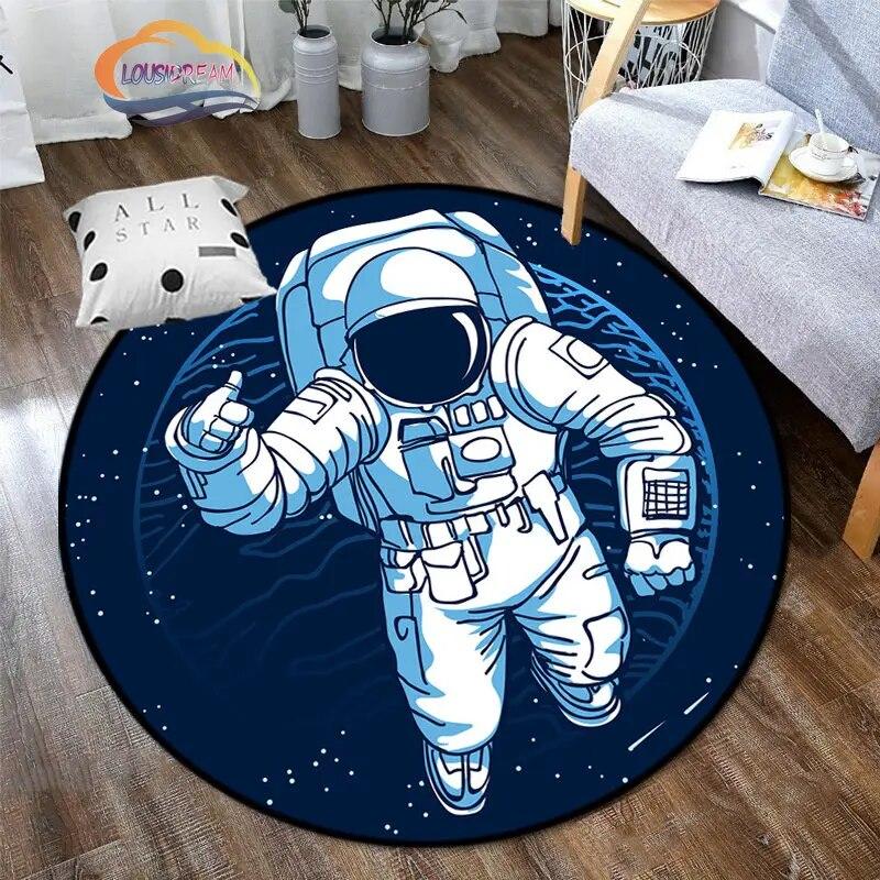 Space Universe Vector Ufo and Many Planets In Galaxy Round Bedroom Floor Mat Cosmos  solar system pattern Decoration Carpets