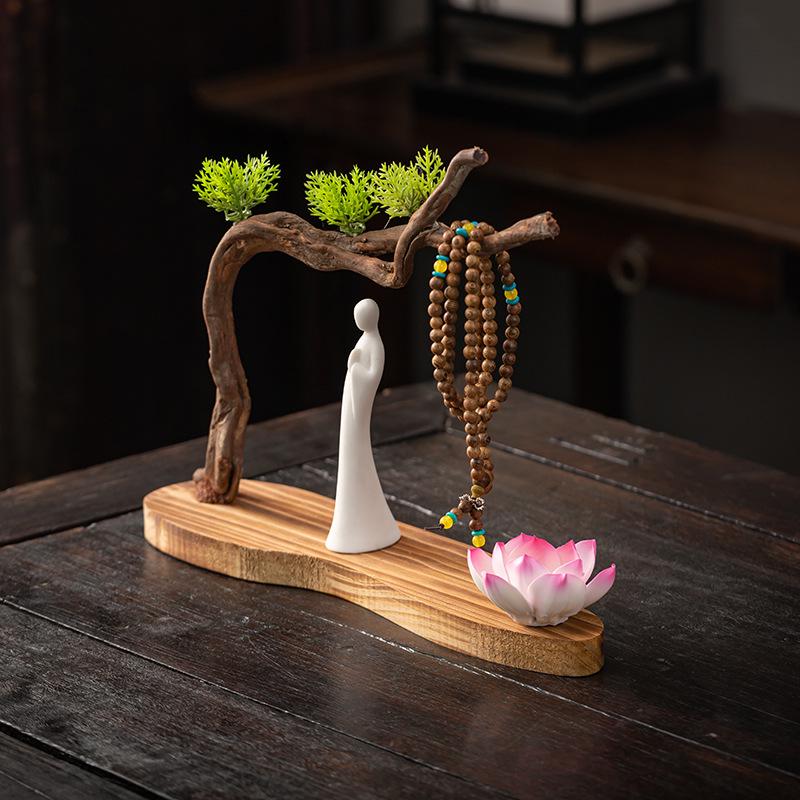 Zen Style Natural Wood Root Carving Ornament: Living Room Decoration & Bracelet Display Stand