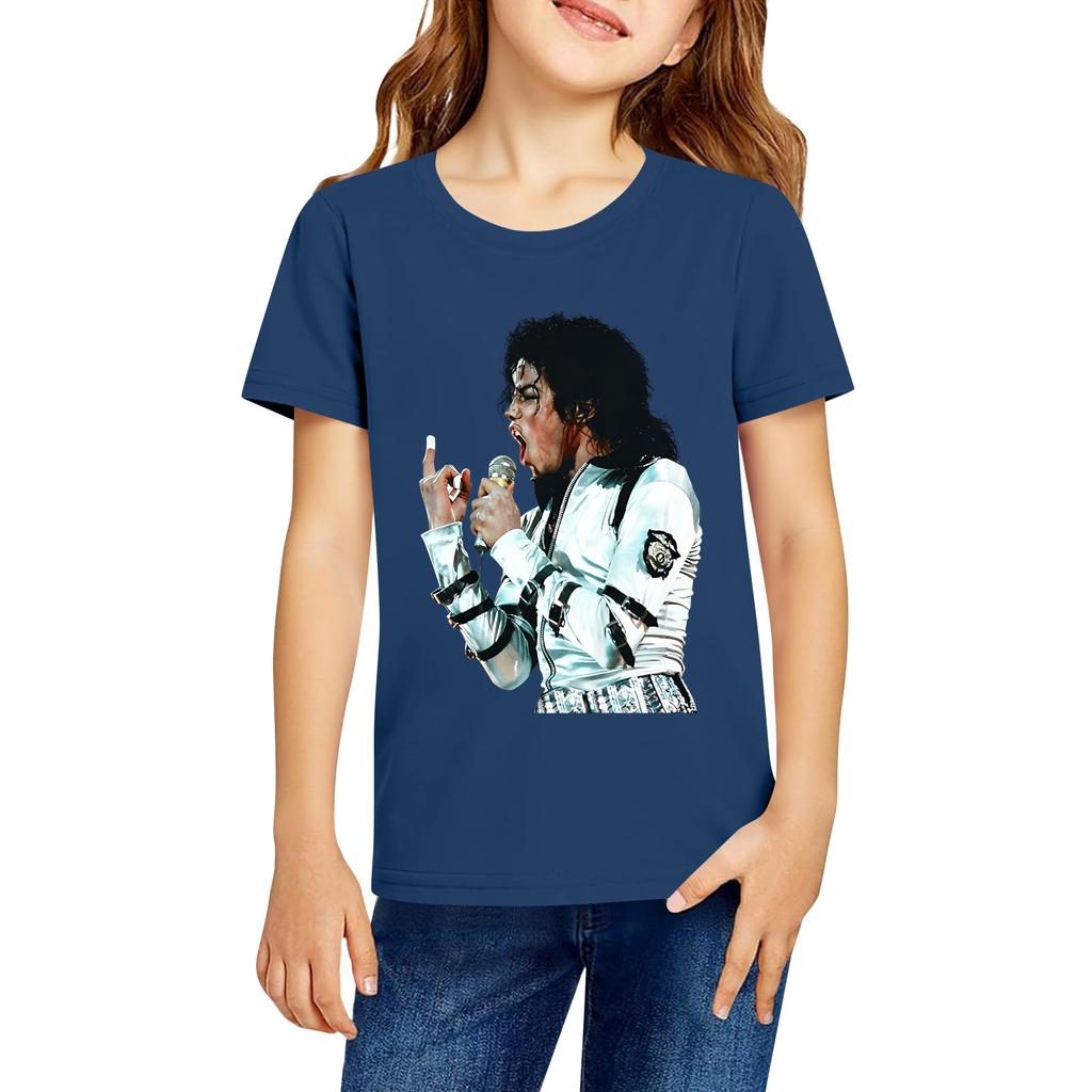 Fashionable Round Neck Short Sleeve Work Clothes Printed Tops For KID Summer Tops